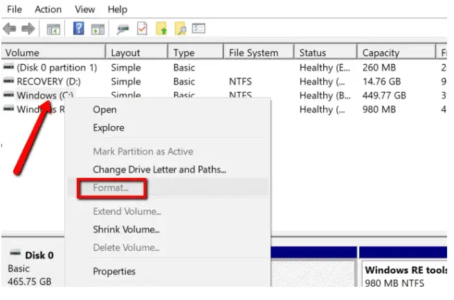 windows was unable to complete the format