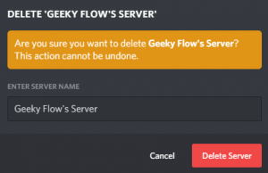 how to delete discord server