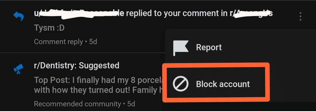 how to block someone on reddit