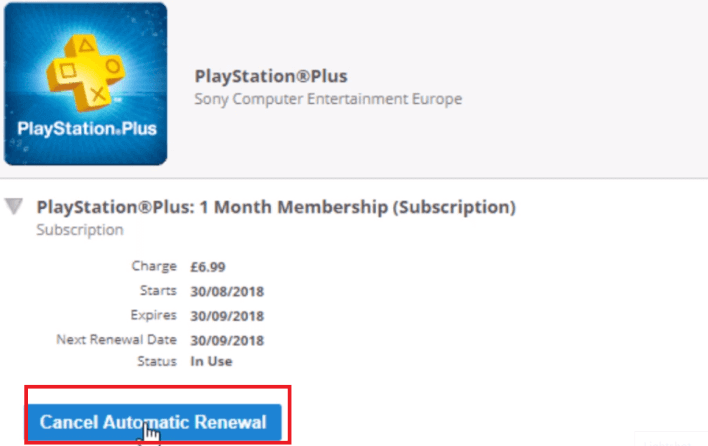 how to cancel playstation plus