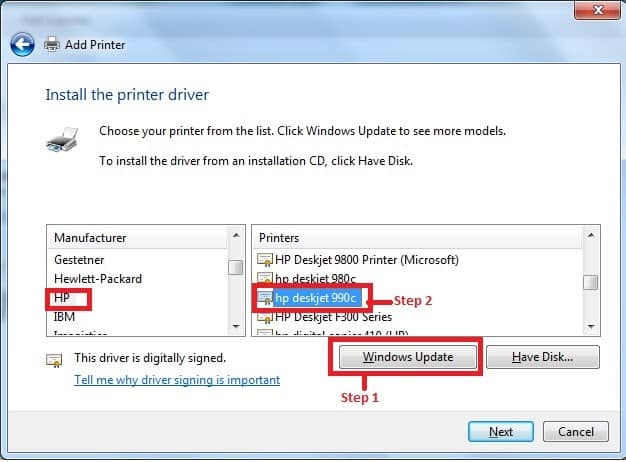 install the printer driver